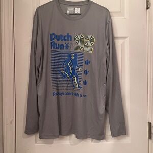 Dutch Bros Coffee Dutch Run 92 Grey Long Sleeve Performance Shirt Unisex Large